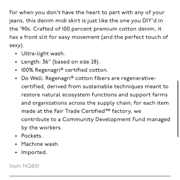 Madewell Rilee Denim Midi Skirt, size 25, NWT - Picture 8 of 8